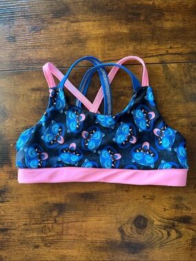 Girls Pink & Blue Dance Crop Top with Playful Kpop demon Print